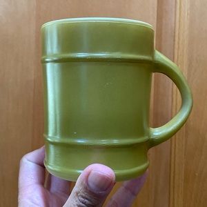 vintage fire king avocado green barrel mug